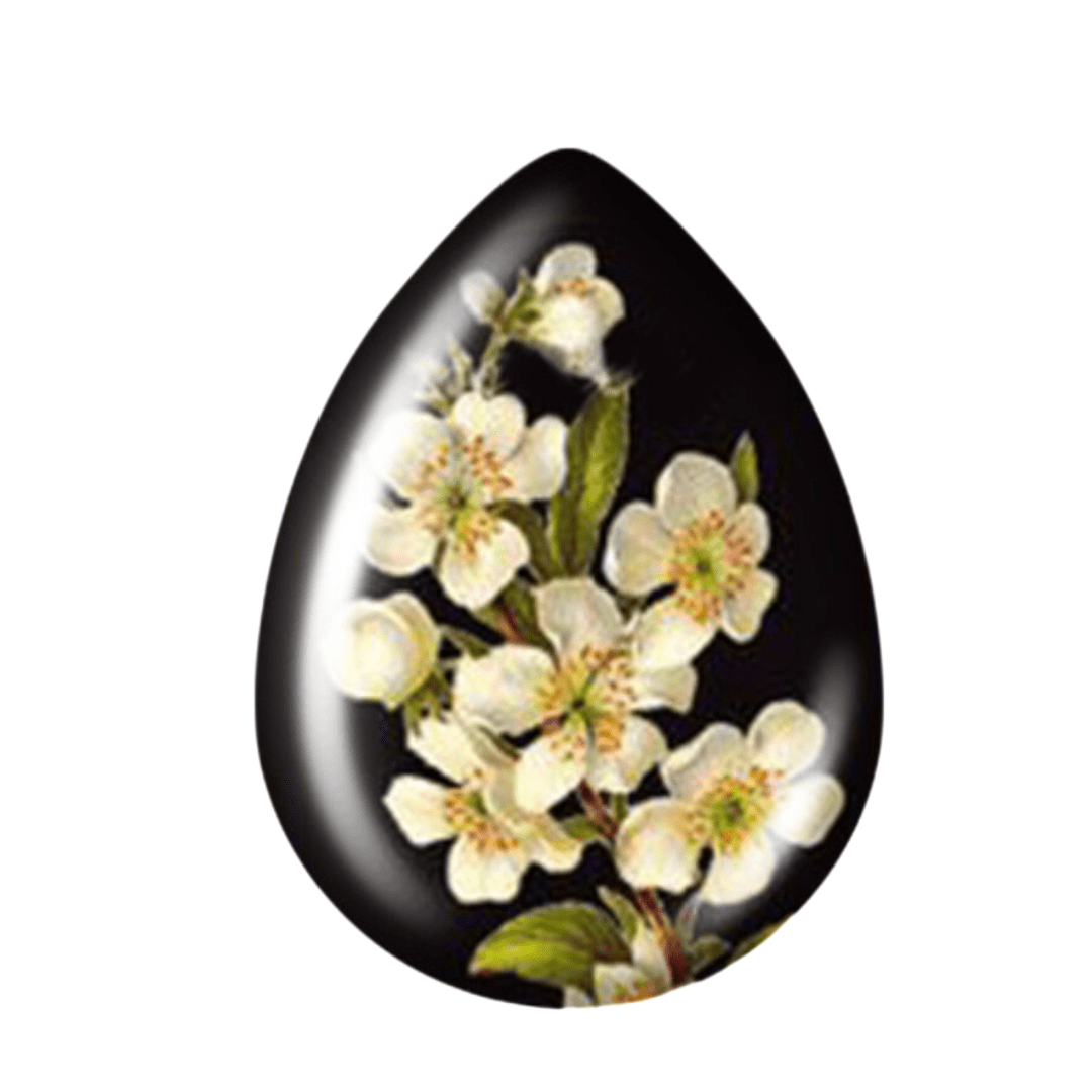 18*25mm Vintage Blossom Floral White/Black Image in Acrylic Teardrop, Glue on, Resin Gem (Sold in Pair) Resin Gems