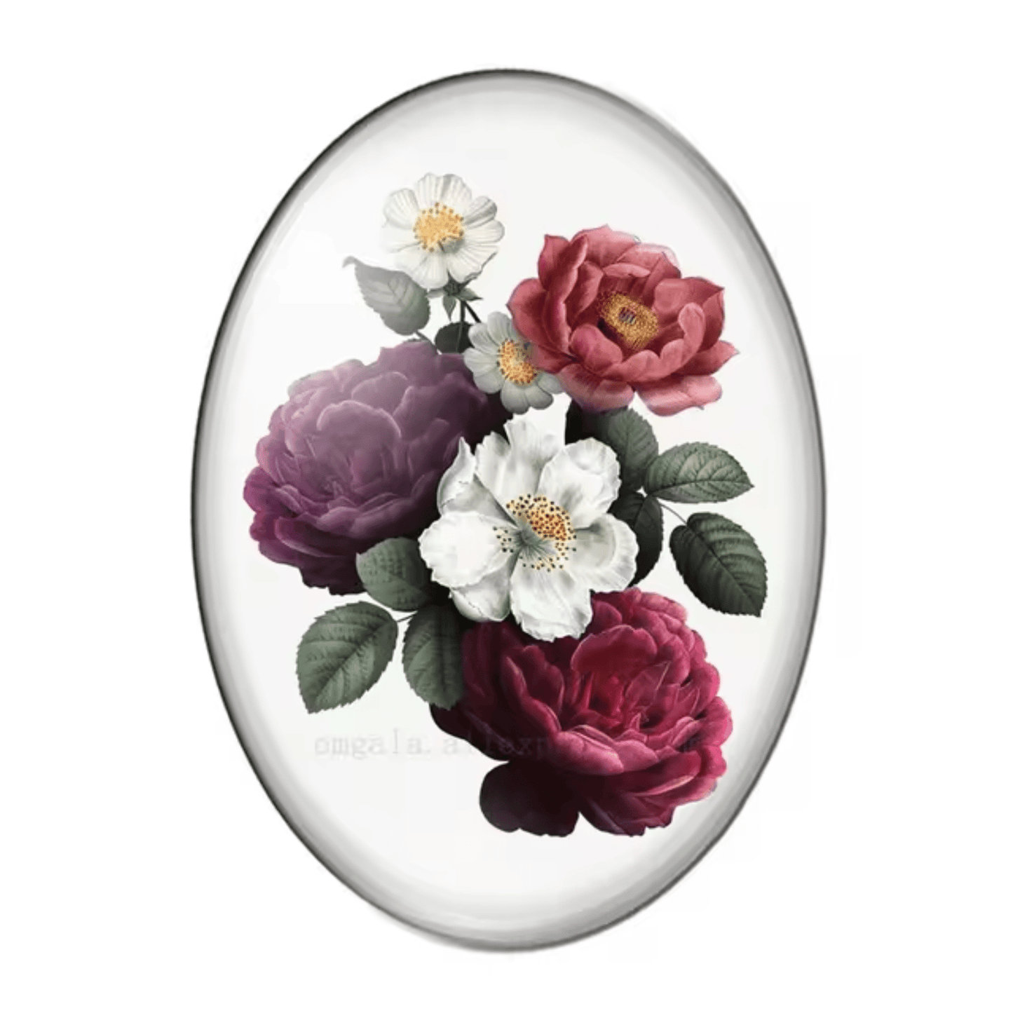 18*25mm Vintage Burgundy Floral Oval, Glue on, Resin Gem (Sold in Pair) Resin Gems