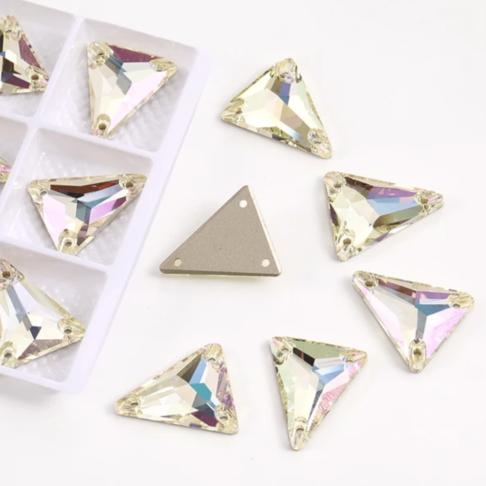 18*28mm Ivory Crystal Long Triangle shaped, Sew on, Strass Fancy Glass Gems (Sold in Pair) Fancy Glass Gems