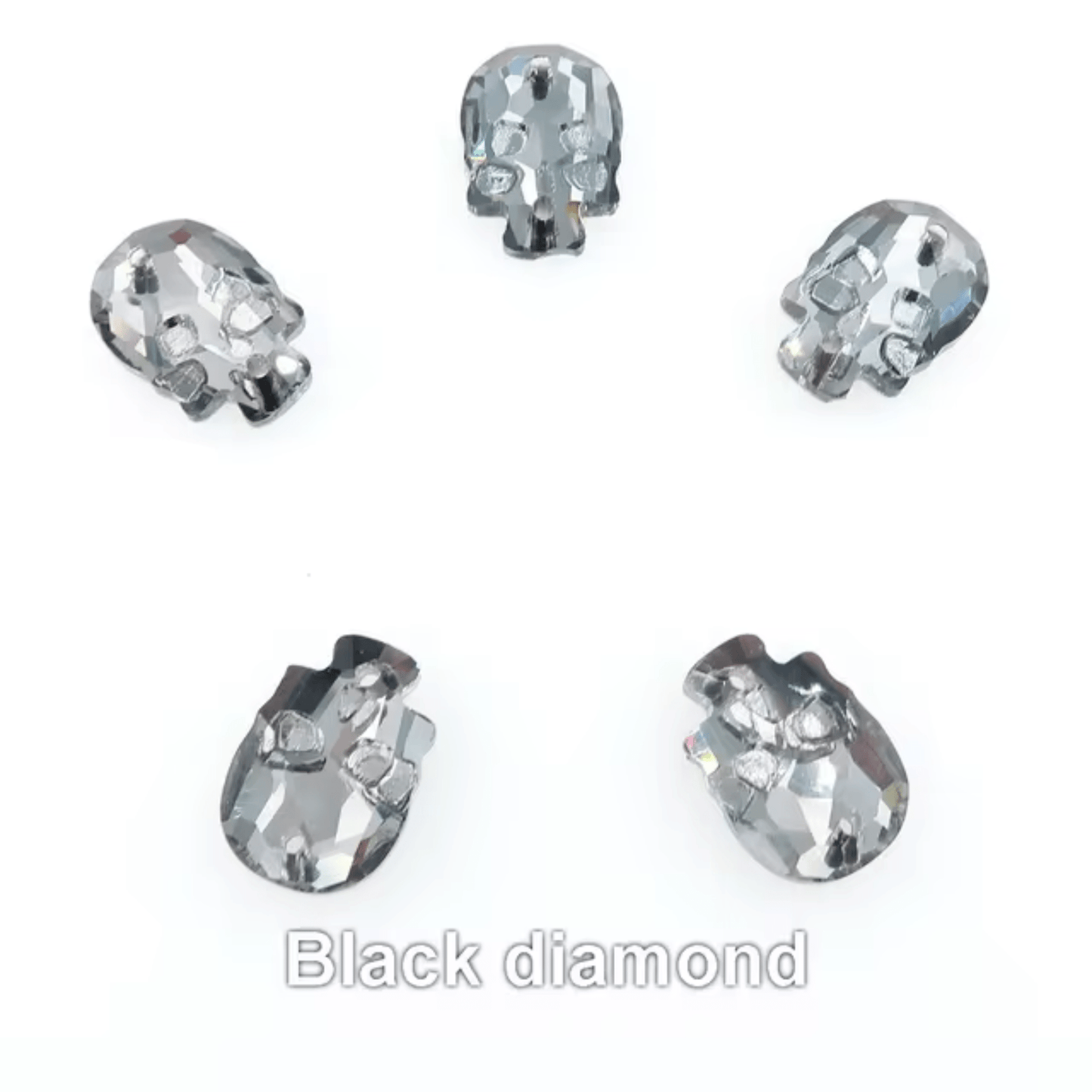 18mm Black Diamond Skull Shape Crystal, Sew on Rhinestone, Resin Gem (Sold in Pair) Resin Gems