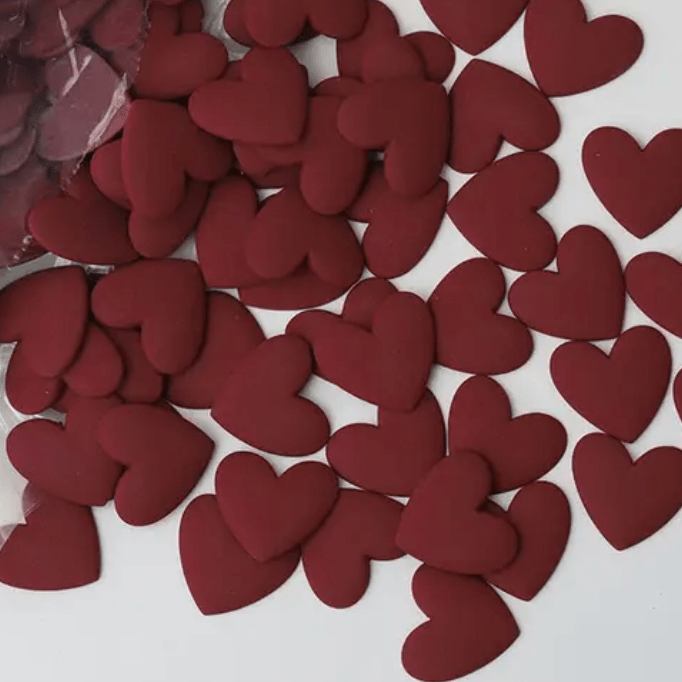 18mm Dark Red Burgundy Matte Heart Resin Gem, (Sold in Pairs) Resin Gems