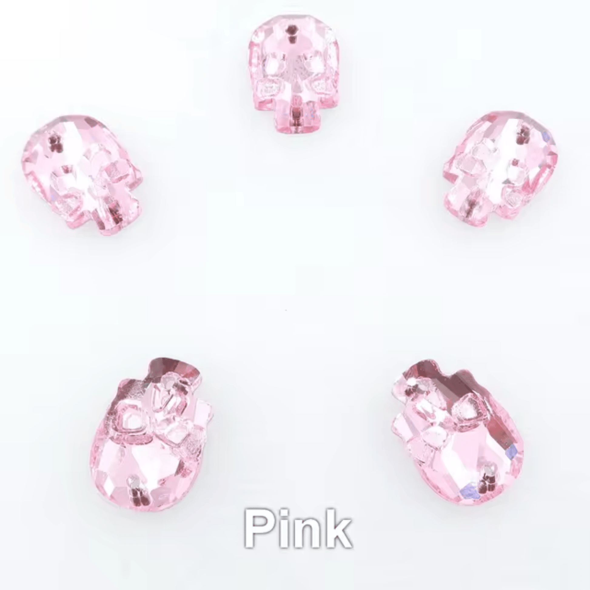 18mm Pink Skull Shape Crystal, Sew on Rhinestone, Resin Gem (Sold in Pair) Resin Gems