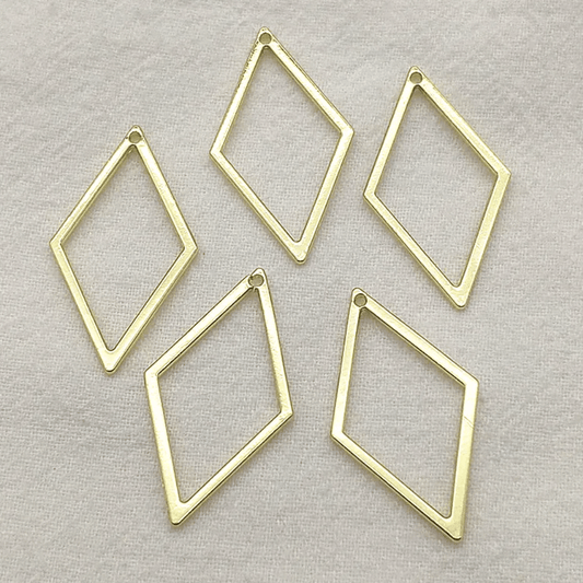 19*33mm Diamond Shaped Gold Metal, with one hole, Connector Earrings Basics (Sold in Pair) Earring Findings