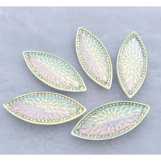 19*49mm Clear AB Starblanket Design Horse Eye Navette Shaped Sew on Resin Gem (Sold in Pair) Resin Gems