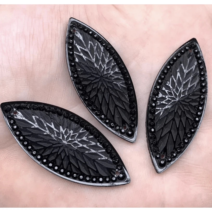 19*49mm Black Starblanket Design Horse Eye Navette Shaped Sew on Resin Gem (Sold in Pair) Resin Gems