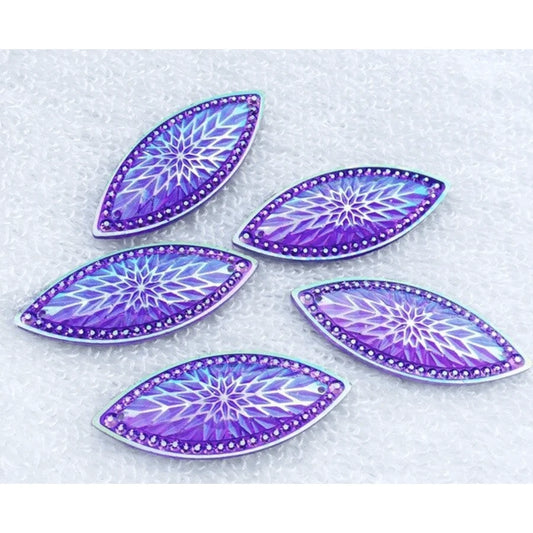 19*49mm AB Purple Starblanket Design Horse Eye Navette Shaped Sew on Resin Gem (Sold in Pair) Resin Gems