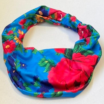 Single Strench Headband "Kokum Scarf" Grandma Cloth in Floral Patterns, Promotional Item Sundaylace Creations & Bling
