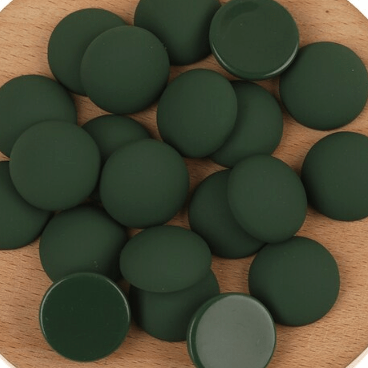 19mm Hunter Green *NEW* 19mm Mixed Smooth Matte Dome Round, Glue on, Resin Gems (Sold in Pair) Resin Gems
