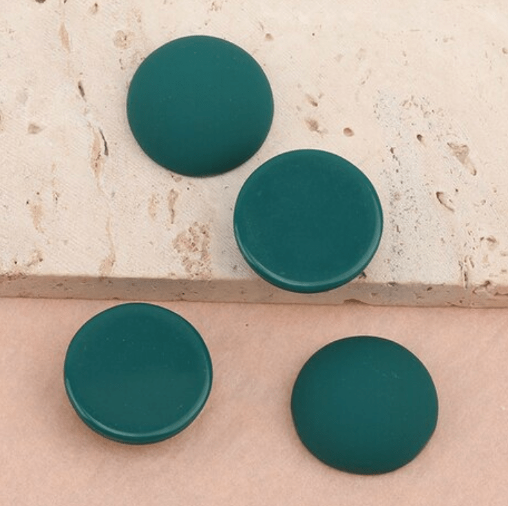 19mm Teal Green 19mm Mixed Smooth Matte Dome Round, Glue on, Resin Gems (Sold in Pair) Resin Gems