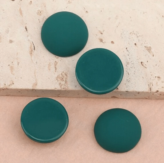 19mm Teal Green 19mm Mixed Smooth Matte Dome Round, Glue on, Resin Gems (Sold in Pair) Resin Gems