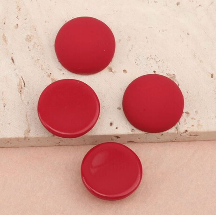 19mm Dark Pink-Red 19mm Mixed Smooth Matte Dome Round, Glue on, Resin Gems (Sold in Pair) Resin Gems