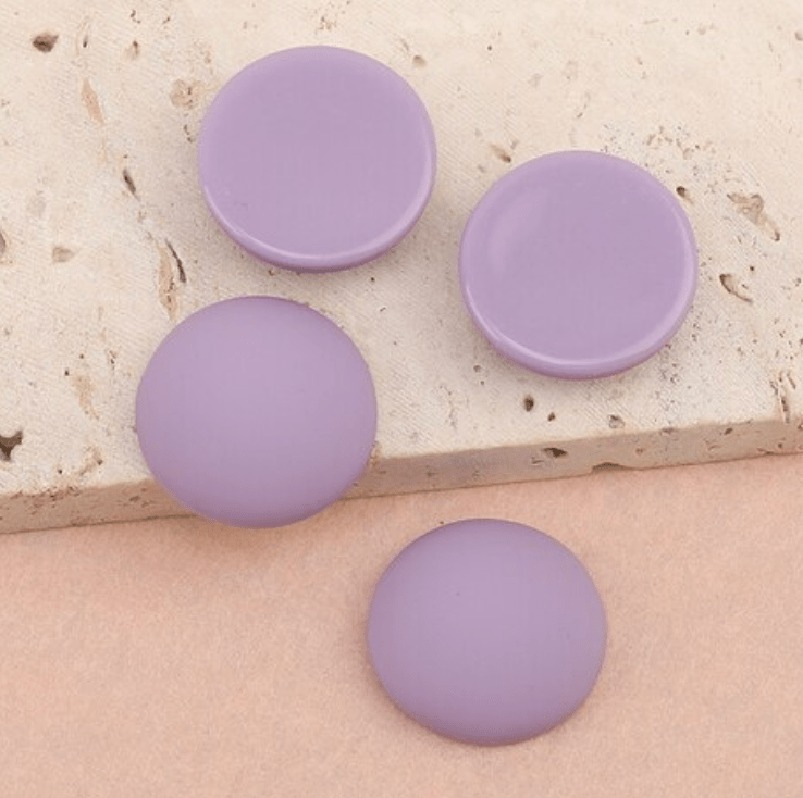 19mm Light Purple Lilac 19mm Mixed Smooth Matte Dome Round, Glue on, Resin Gems (Sold in Pair) Resin Gems