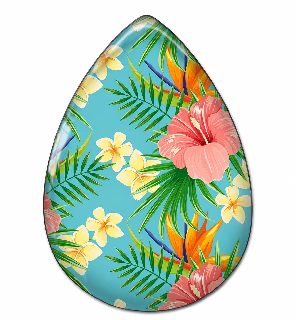 13*18mm Teardrop Pink/Green Floral, Teal background (Sold in Pair) Sundaylace Creations & Bling