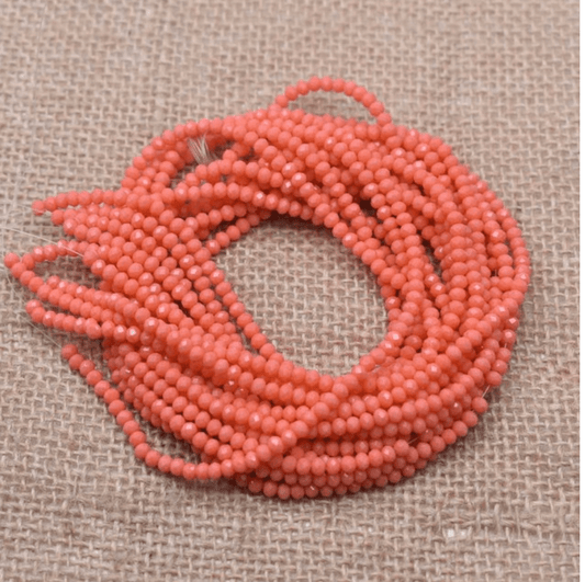 2*3mm Coral Orange Opaque Rondelle Beads (~175 pcs) Rondelle Beads