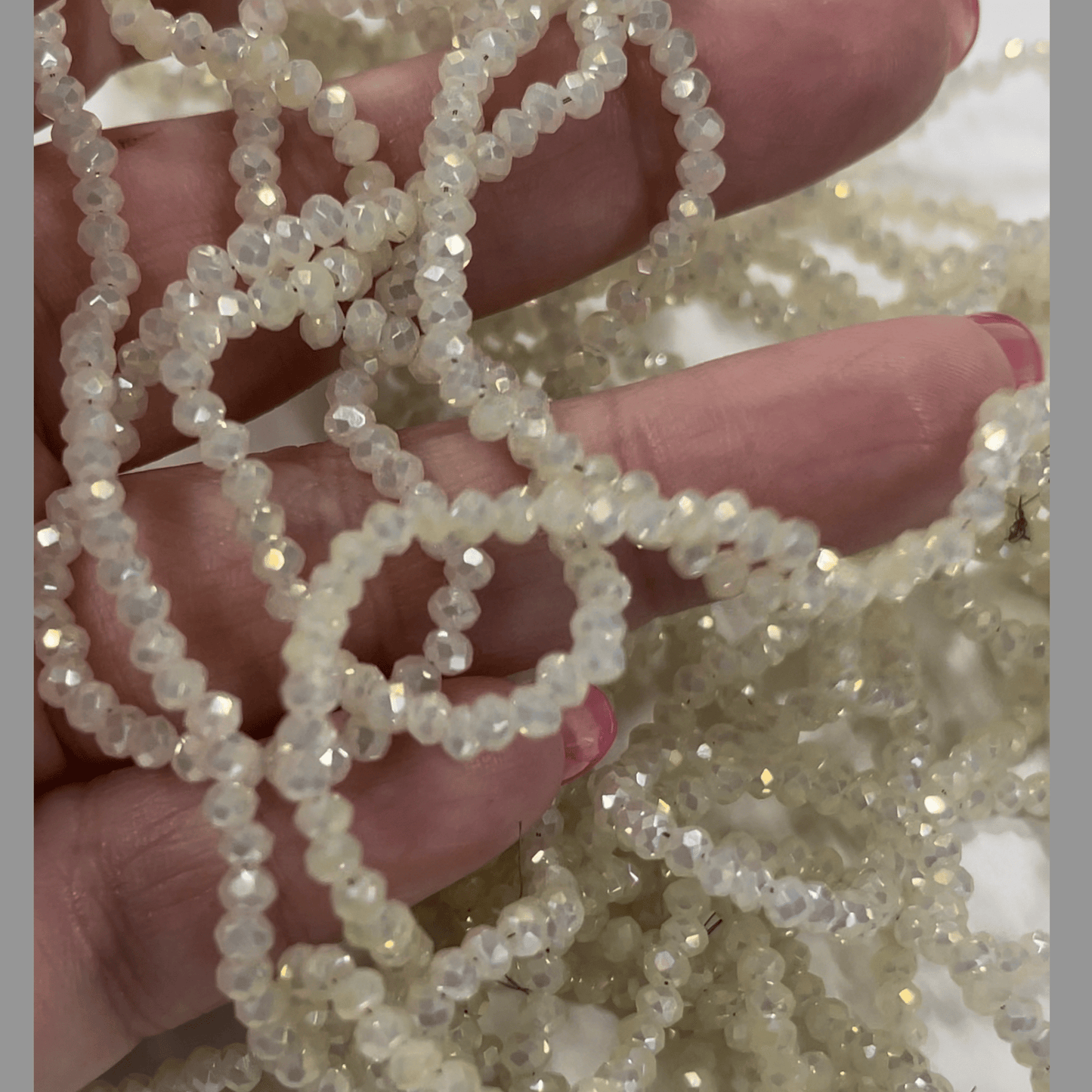 2*3mm Ivory White AB Luster Glass Rondelle Beads (130pcs) Rondelle Beads