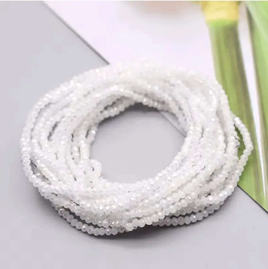 2*3mm White AB Luster Glass Rondelle Beads (~100pcs) Rondelle Beads