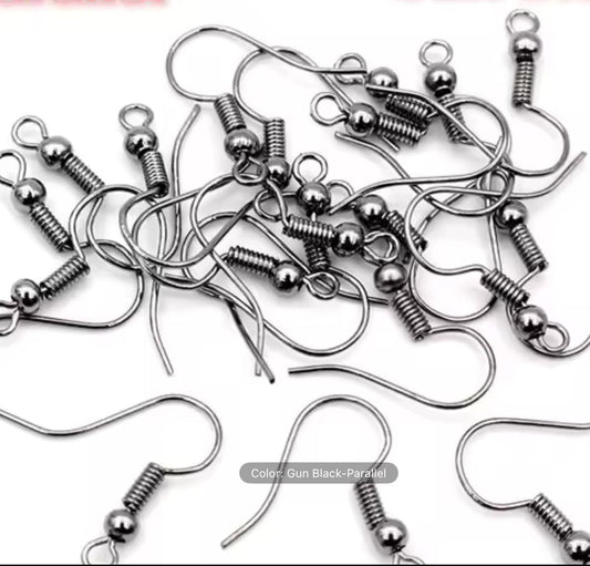 20*17mm Gunmetal Grey Silver Colour Earring Fish Hook 100pcs, Basics Basics