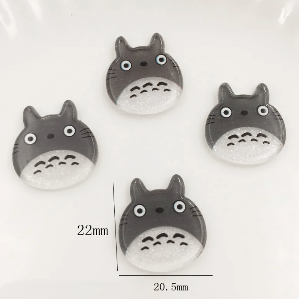 20*22mm Grey Chinchilla Totoro Anime Character Glitter, Glue on, Resin Gem (Sold in Pair) Resin Gems