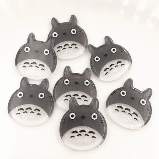20*22mm Grey Chinchilla Totoro Anime Character Glitter, Glue on, Resin Gem (Sold in Pair) Resin Gems