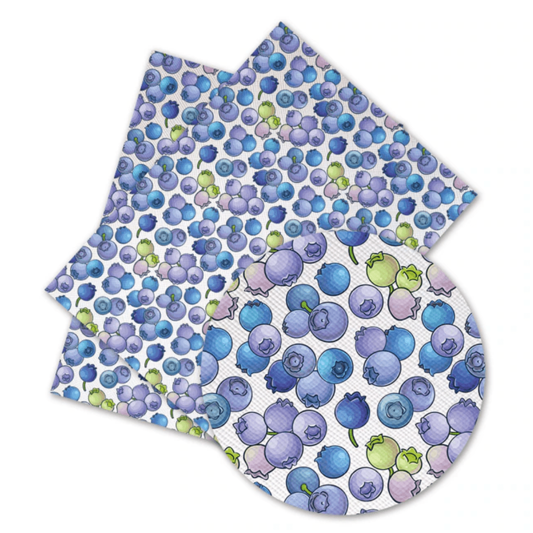 20*25cm Juicy Big Blue Berries with White Background Printed Finish, Long Leatherette Sheets Leather & Vinyl