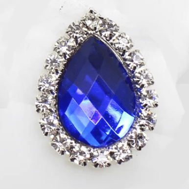 20*26mm Dark Blue Acrylic Teardrop in Rhinestone Frame Gem (Sold in Pair) Rhinestone Frame