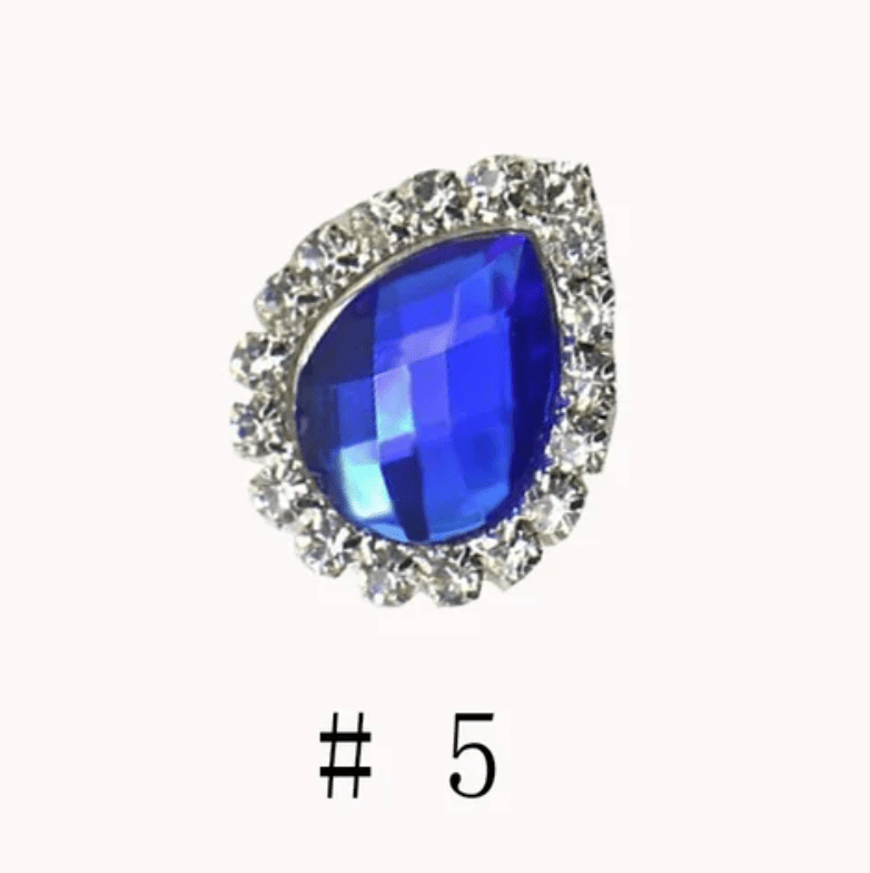 20*26mm Dark Blue Acrylic Teardrop in Rhinestone Frame Gem (Sold in Pair) Rhinestone Frame