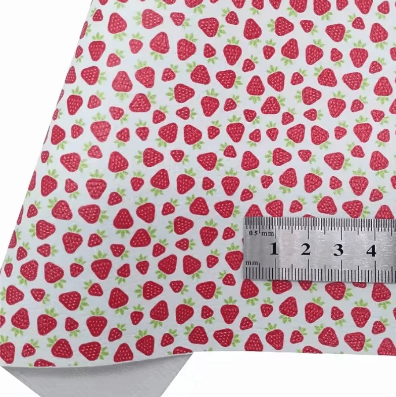 20*30cm BIG Strawberry in White Background Smooth Texture Finish, Leatherette Sheet Basics