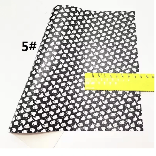 20*30cm Black and White Ghost Smooth Texture Finish, Leatherette Sheet Basics