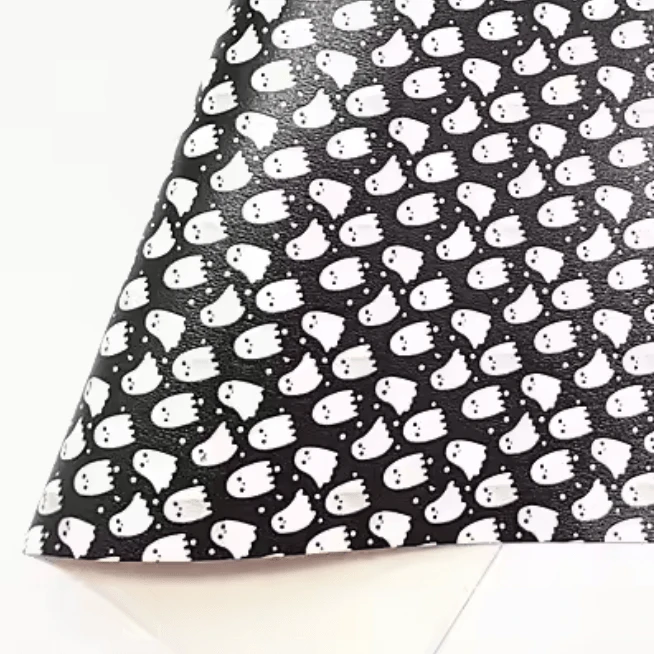 20*30cm Black and White Ghost Smooth Texture Finish, Leatherette Sheet Basics