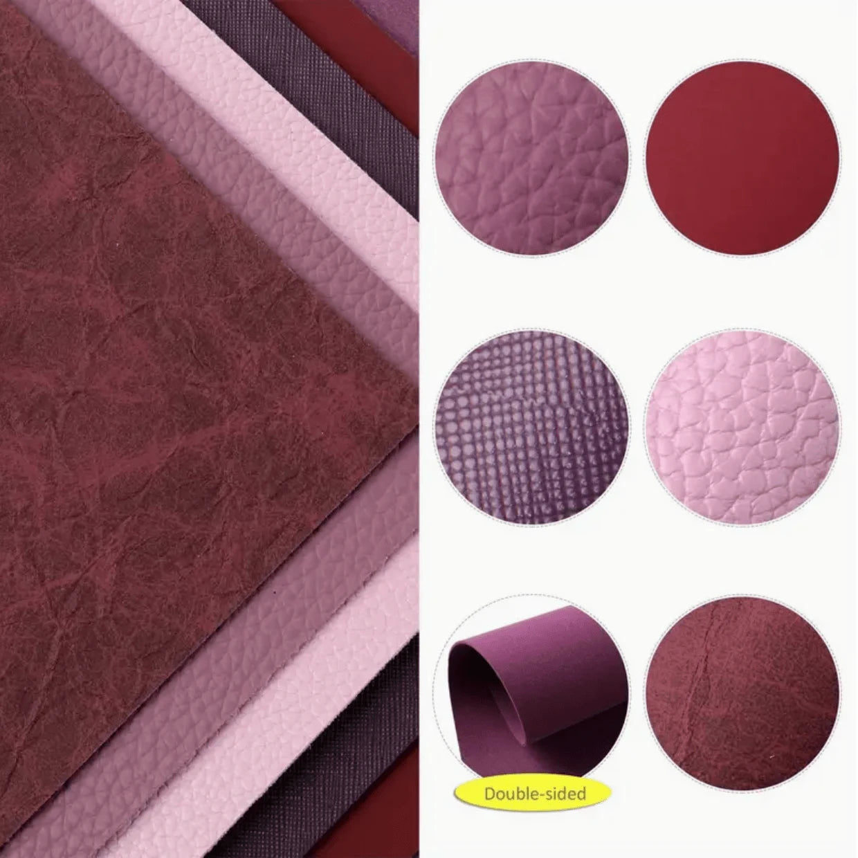 20*30cm "Burgundy and Rose" 6 Sheet Set Smooth Texture Finish, Leatherette Sheet, Bulk Basics