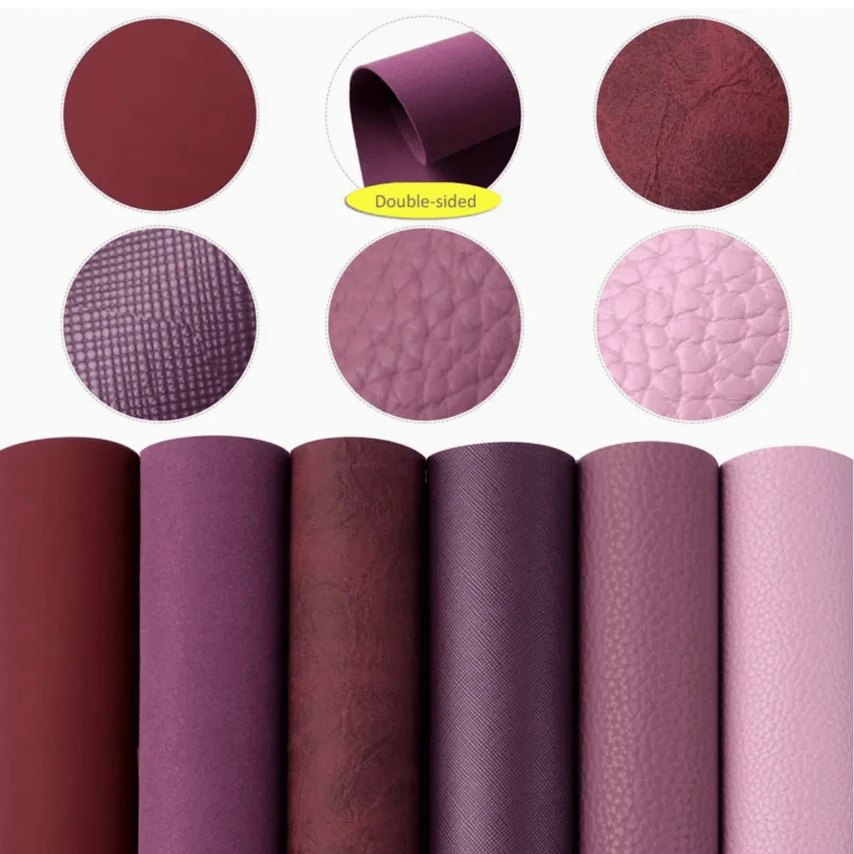 20*30cm "Burgundy and Rose" 6 Sheet Set Smooth Texture Finish, Leatherette Sheet, Bulk Basics