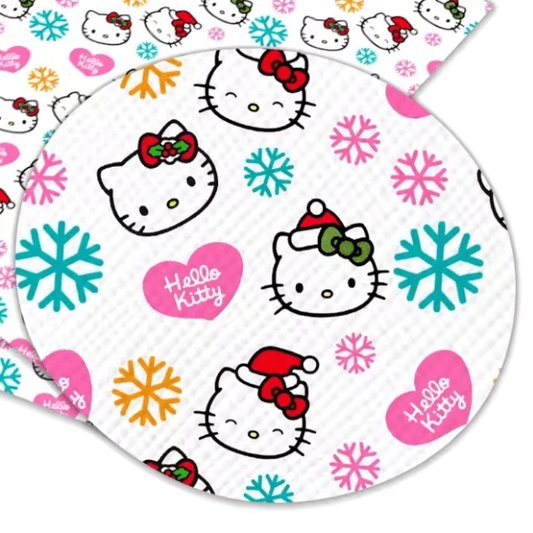 20*30cm Christmas Kitty Snowflakes White Smooth Texture Finish, Leatherette Sheet Basics