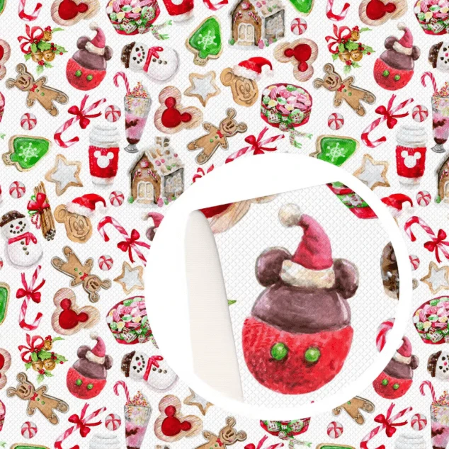 20*30cm Christmas Mickey Ears Cartoon Smooth Texture Finish, Leatherette Sheet Basics