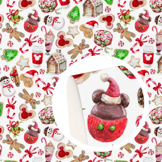 20*30cm Christmas Mickey Ears Cartoon Smooth Texture Finish, Leatherette Sheet Basics