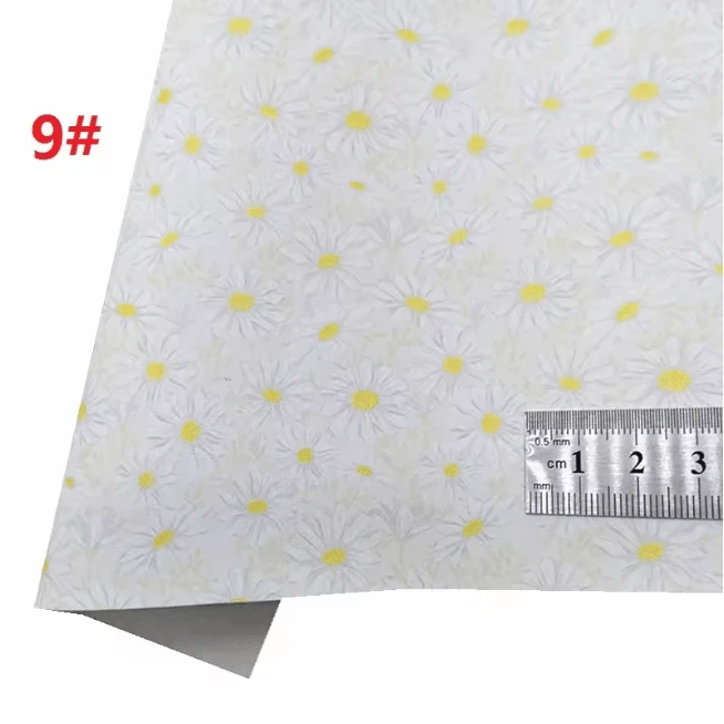 20*30cm Daisy Muted Flowers with White Background Smooth Texture Finish, Leatherette Sheet Basics