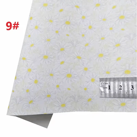 20*30cm Daisy Muted Flowers with White Background Smooth Texture Finish, Leatherette Sheet Basics