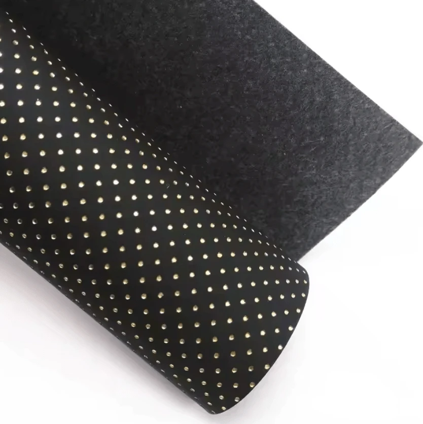20*30cm Gold Dots with Black Smooth Texture Finish, Leatherette Sheet Basics
