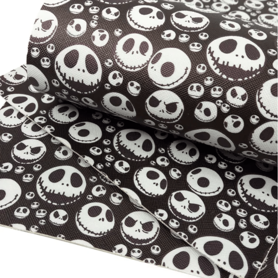 Jack Faces Leatherette 20*30cm "Nightmare before Christmas" Halloween Printed Finish, Long Leatherette Sheets Leather & Vinyl