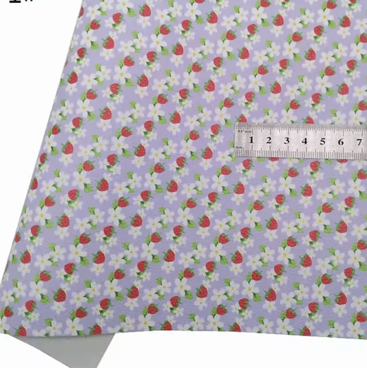 20*30cm Periwinkle Blue Strawberry Flowers Background Smooth Texture Finish, Leatherette Sheet Basics