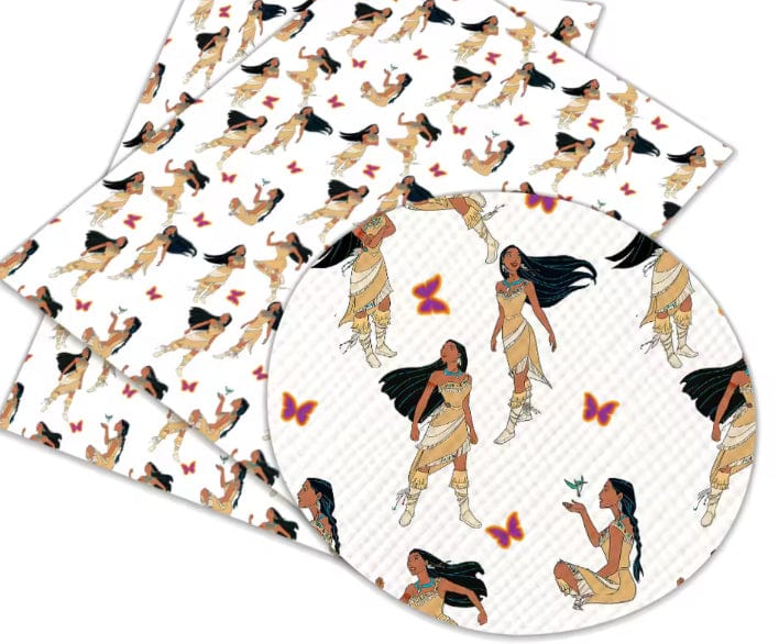 20*30cm "Pocahontas in the Wind" Cartoon Whtie Background Smooth Texture Finish, Leatherette Sheet Basics