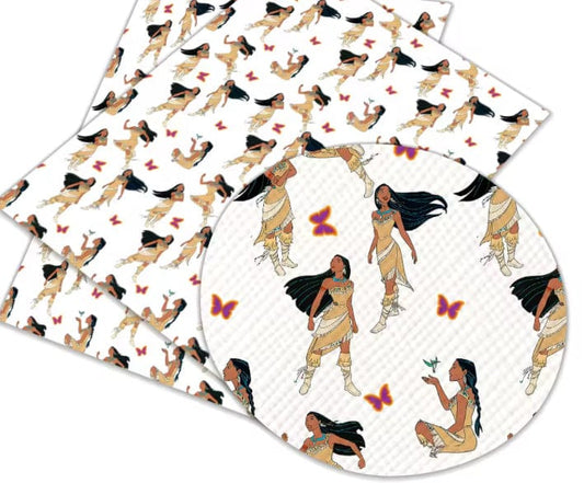 20*30cm "Pocahontas in the Wind" Cartoon Whtie Background Smooth Texture Finish, Leatherette Sheet Basics