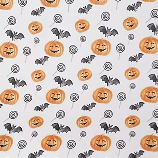 20*30cm Pumpkin & Bats Candy Orange Halloween Smooth Texture Finish, Leatherette Sheet Basics