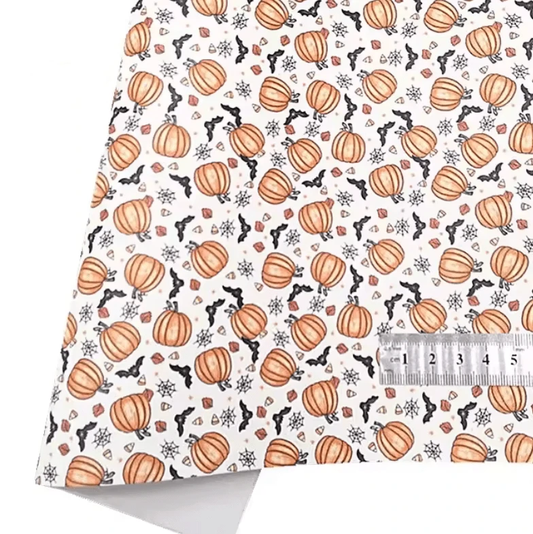 20*30cm Pumpkin Patch and Bats Background Smooth Texture Finish, Leatherette Sheet Basics
