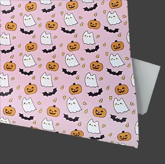20*30cm Pumpkins, Boo's, & Bats on Pink Background Smooth Texture Finish, Leatherette Sheet Basics