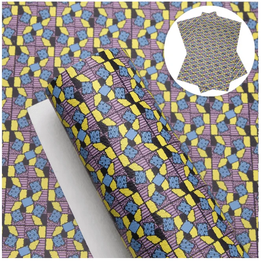20*30cm "Sally Patchwork" Print Cartoon Smooth Texture Finish, Leatherette Sheet Basics