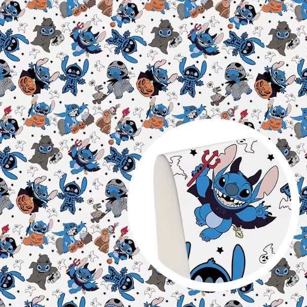 20*30cm Stitch Trick or Treating Halloween Smooth Texture Finish, Leatherette Sheet Basics