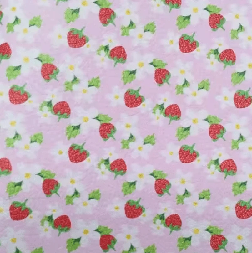 20*30cm Strawberry Flowers with Baby Pink Background Smooth Texture Finish, Leatherette Sheet Basics
