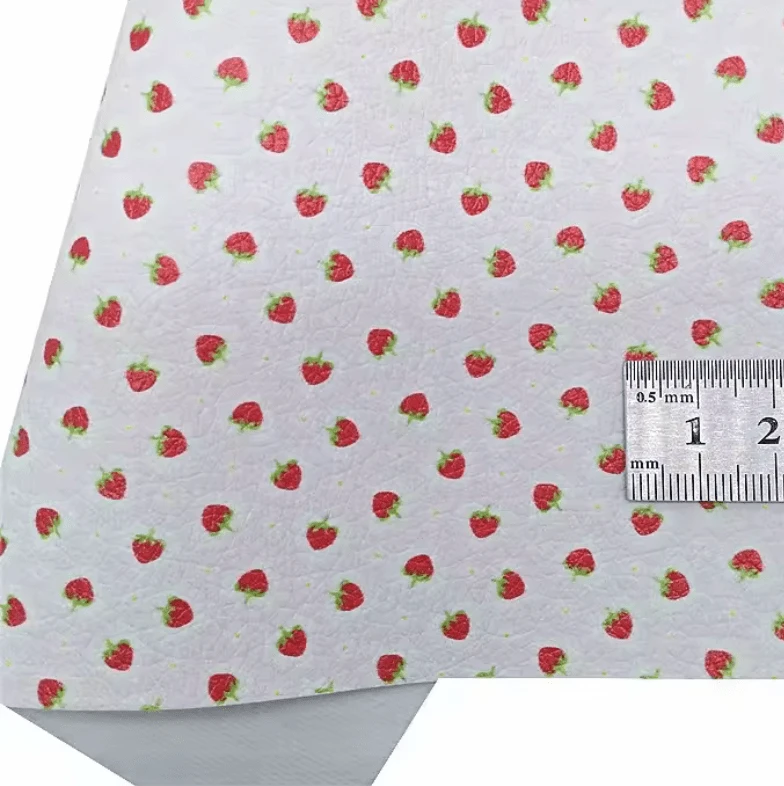 20*30cm "Strawberry Patch" Background Smooth Printed Leatherette Sheet Basics