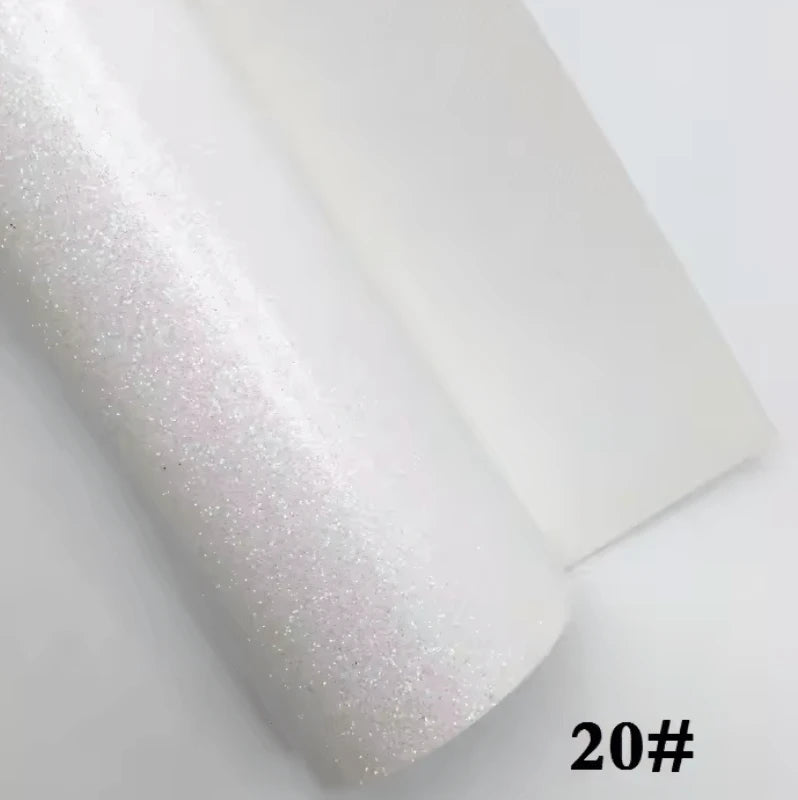 20*30cm White Glitter with AB Shine Smooth Finish, Leatherette Sheet Basics