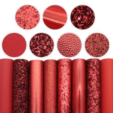 20*33cm 8-Piece Red Themed Leatherette Set Leather & Vinyl